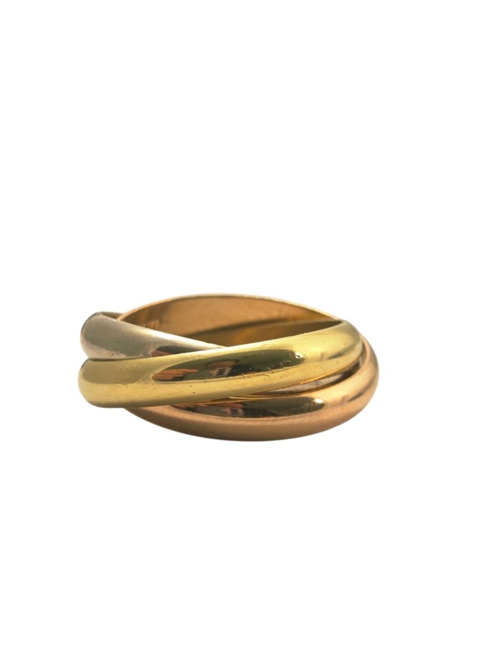 18K Tri-Color Rolling Three Band Ring Size 10 #25148